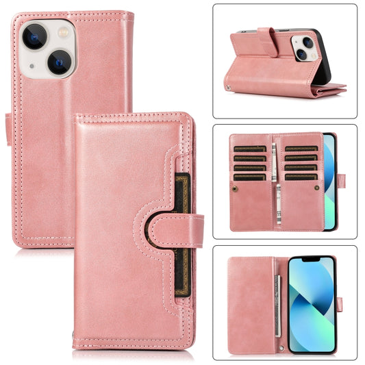 For iPhone 13 Wristband Card Slot Leather Phone Case(Rose Gold) - iPhone 13 Cases by buy2fix | Online Shopping UK | buy2fix