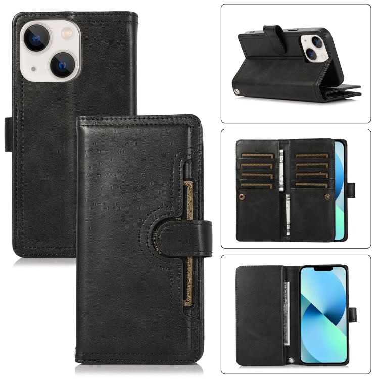 For iPhone 13 Wristband Card Slot Leather Phone Case(Black) - iPhone 13 Cases by buy2fix | Online Shopping UK | buy2fix