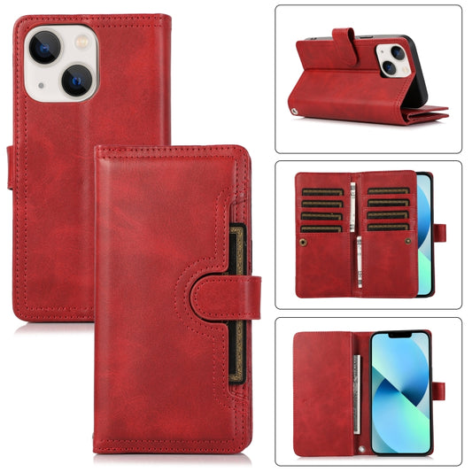 For iPhone 13 mini Wristband Card Slot Leather Phone Case(Red) - iPhone 13 mini Cases by buy2fix | Online Shopping UK | buy2fix