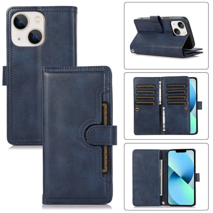 For iPhone 13 mini Wristband Card Slot Leather Phone Case(Blue) - iPhone 13 mini Cases by buy2fix | Online Shopping UK | buy2fix