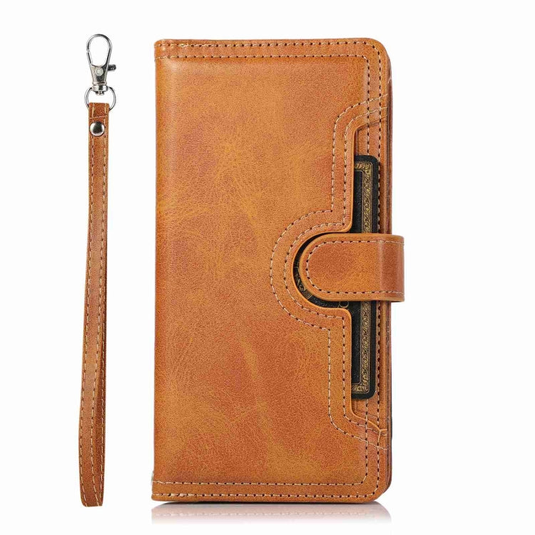 For iPhone 13 Pro Wristband Card Slot Leather Phone Case(Brown) - iPhone 13 Pro Cases by buy2fix | Online Shopping UK | buy2fix