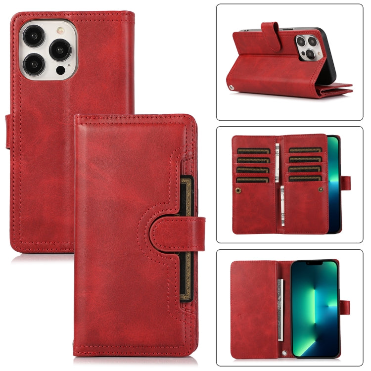 For iPhone 13 Pro Wristband Card Slot Leather Phone Case(Red) - iPhone 13 Pro Cases by buy2fix | Online Shopping UK | buy2fix