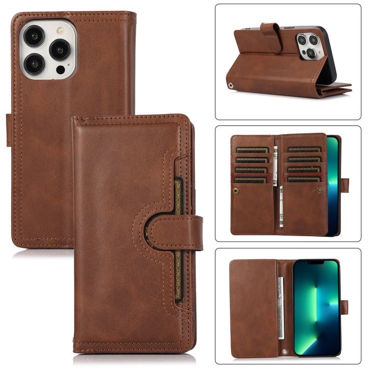 For iPhone 13 Pro Wristband Card Slot Leather Phone Case(Coffee) - iPhone 13 Pro Cases by buy2fix | Online Shopping UK | buy2fix