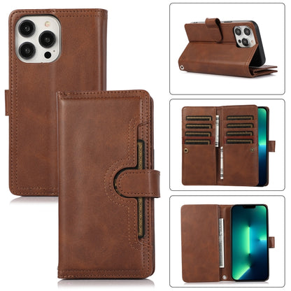 For iPhone 13 Pro Wristband Card Slot Leather Phone Case(Coffee) - iPhone 13 Pro Cases by buy2fix | Online Shopping UK | buy2fix