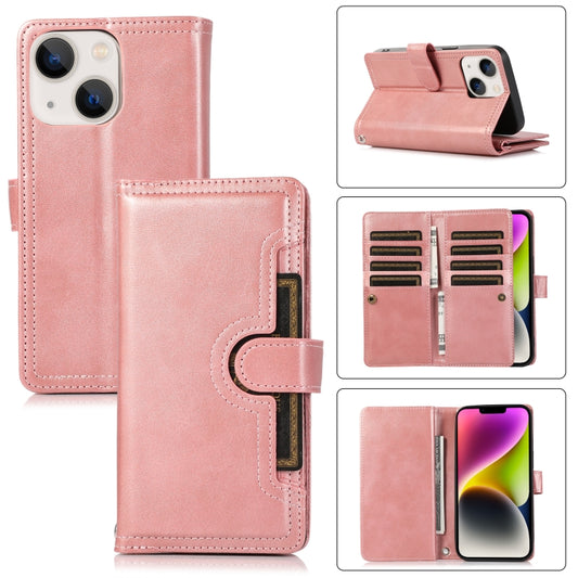 For iPhone 14 Wristband Card Slot Leather Phone Case(Rose Gold) - iPhone 14 Cases by buy2fix | Online Shopping UK | buy2fix