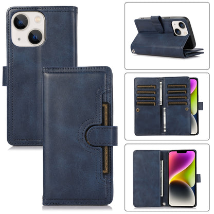 For iPhone 14 Wristband Card Slot Leather Phone Case(Blue) - iPhone 14 Cases by buy2fix | Online Shopping UK | buy2fix