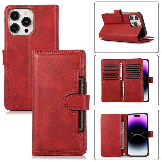 For iPhone 14 Pro Max Wristband Card Slot Leather Phone Case(Red) - iPhone 14 Pro Max Cases by buy2fix | Online Shopping UK | buy2fix