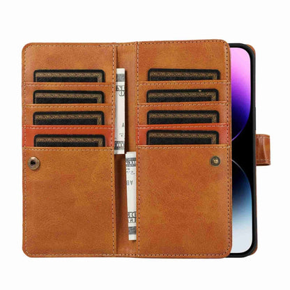 For iPhone 15 Pro Wristband Card Slot Leather Phone Case(Brown) - iPhone 15 Pro Cases by buy2fix | Online Shopping UK | buy2fix
