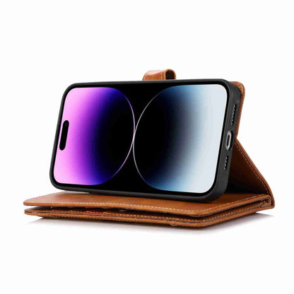 For iPhone 15 Pro Wristband Card Slot Leather Phone Case(Brown) - iPhone 15 Pro Cases by buy2fix | Online Shopping UK | buy2fix