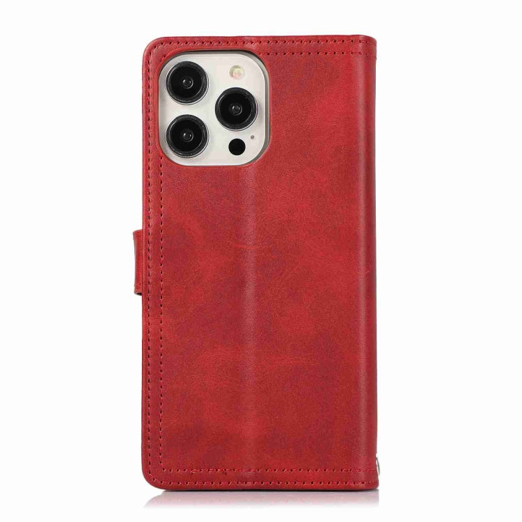 For iPhone 15 Pro Wristband Card Slot Leather Phone Case(Red) - iPhone 15 Pro Cases by buy2fix | Online Shopping UK | buy2fix