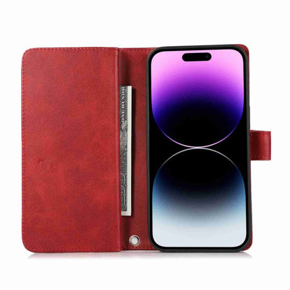 For iPhone 15 Pro Wristband Card Slot Leather Phone Case(Red) - iPhone 15 Pro Cases by buy2fix | Online Shopping UK | buy2fix