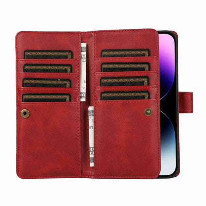 For iPhone 15 Pro Wristband Card Slot Leather Phone Case(Red) - iPhone 15 Pro Cases by buy2fix | Online Shopping UK | buy2fix