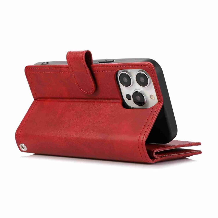 For iPhone 15 Pro Wristband Card Slot Leather Phone Case(Red) - iPhone 15 Pro Cases by buy2fix | Online Shopping UK | buy2fix
