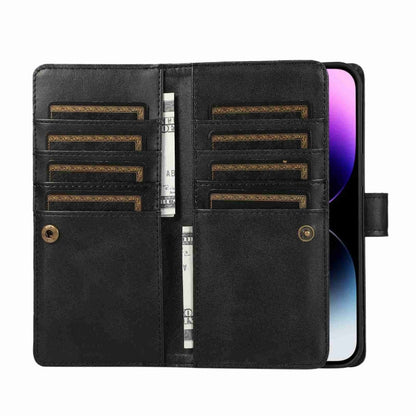 For iPhone 15 Pro Wristband Card Slot Leather Phone Case(Black) - iPhone 15 Pro Cases by buy2fix | Online Shopping UK | buy2fix