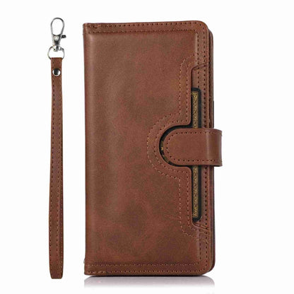 For iPhone 15 Pro Wristband Card Slot Leather Phone Case(Coffee) - iPhone 15 Pro Cases by buy2fix | Online Shopping UK | buy2fix