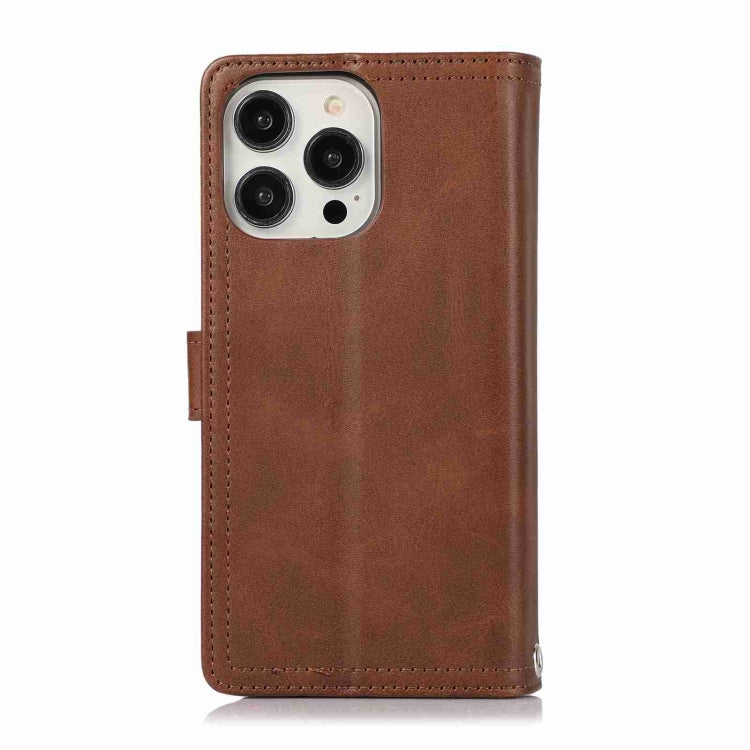 For iPhone 15 Pro Wristband Card Slot Leather Phone Case(Coffee) - iPhone 15 Pro Cases by buy2fix | Online Shopping UK | buy2fix