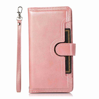 For iPhone 16 Pro Max Wristband Card Slot Leather Phone Case(Rose Gold) by buy2fix
