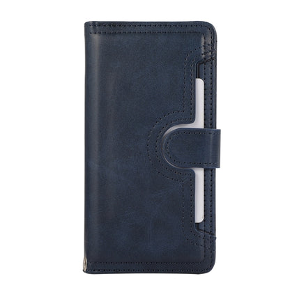 For iPhone 16 Wristband Card Slot Leather Phone Case(Blue) by buy2fix