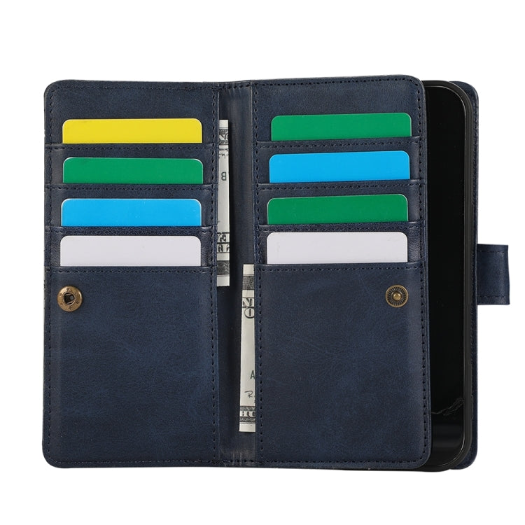 For iPhone 16 Wristband Card Slot Leather Phone Case(Blue) by buy2fix