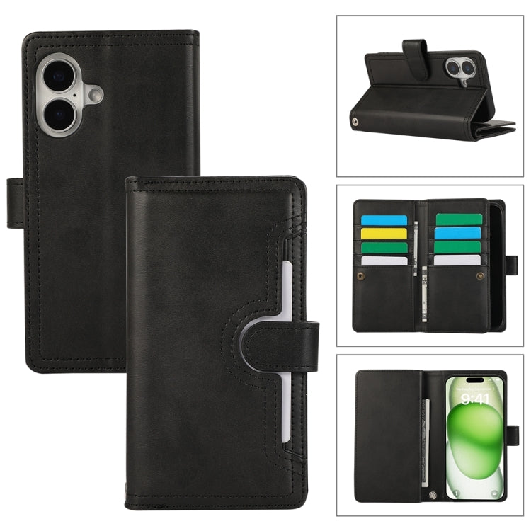 For iPhone 16 Wristband Card Slot Leather Phone Case(Black) by buy2fix