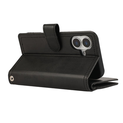 For iPhone 16 Wristband Card Slot Leather Phone Case(Black) by buy2fix