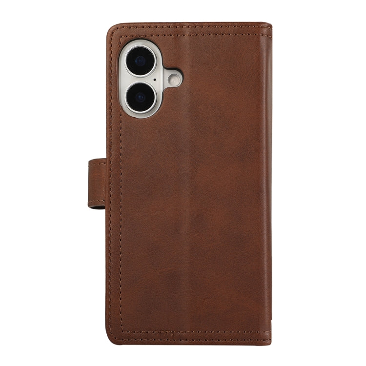 For iPhone 16 Wristband Card Slot Leather Phone Case(Coffee) by buy2fix