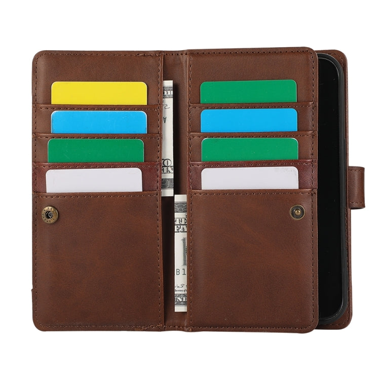 For iPhone 16 Wristband Card Slot Leather Phone Case(Coffee) by buy2fix