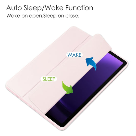 For Samsung Galaxy Tab S9 FE / S10 FE Acrylic 3-folding Smart Leather Tablet Case with Pen Slot(Pink) - Galaxy Tab S9 FE by buy2fix | Online Shopping UK | buy2fix