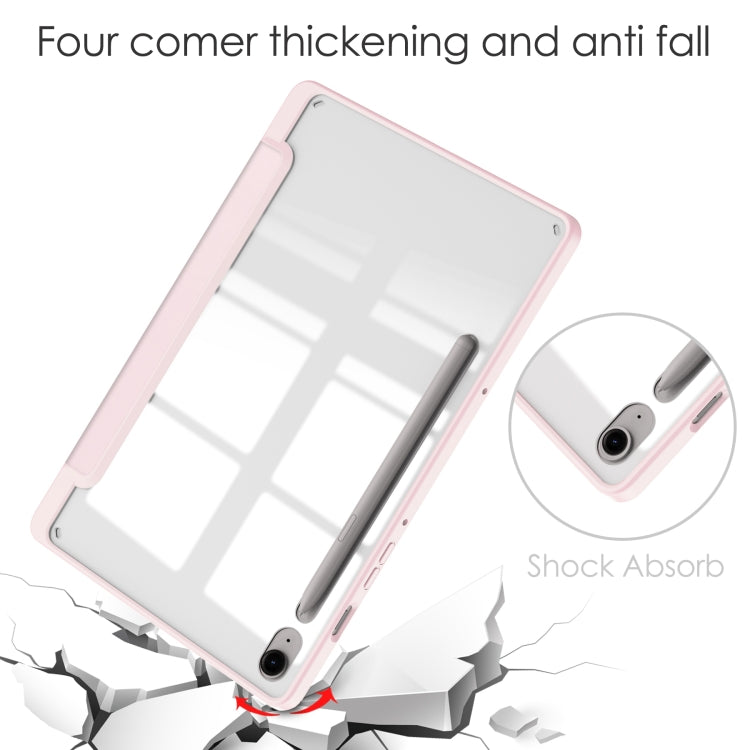 For Samsung Galaxy Tab S9 FE / S10 FE Acrylic 3-folding Smart Leather Tablet Case with Pen Slot(Pink) - Galaxy Tab S9 FE by buy2fix | Online Shopping UK | buy2fix