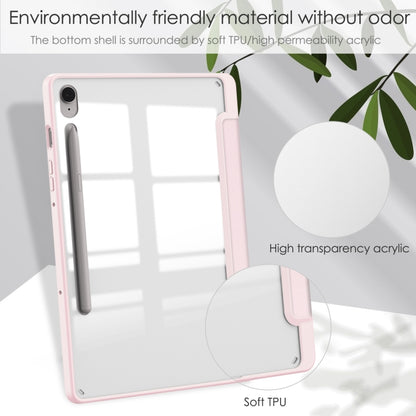 For Samsung Galaxy Tab S9 FE / S10 FE Acrylic 3-folding Smart Leather Tablet Case with Pen Slot(Pink) - Galaxy Tab S9 FE by buy2fix | Online Shopping UK | buy2fix