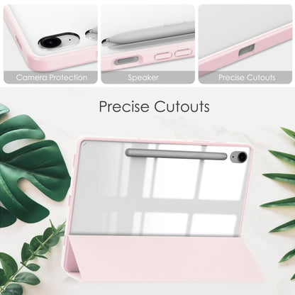 For Samsung Galaxy Tab S9 FE / S10 FE Acrylic 3-folding Smart Leather Tablet Case with Pen Slot(Pink) - Galaxy Tab S9 FE by buy2fix | Online Shopping UK | buy2fix