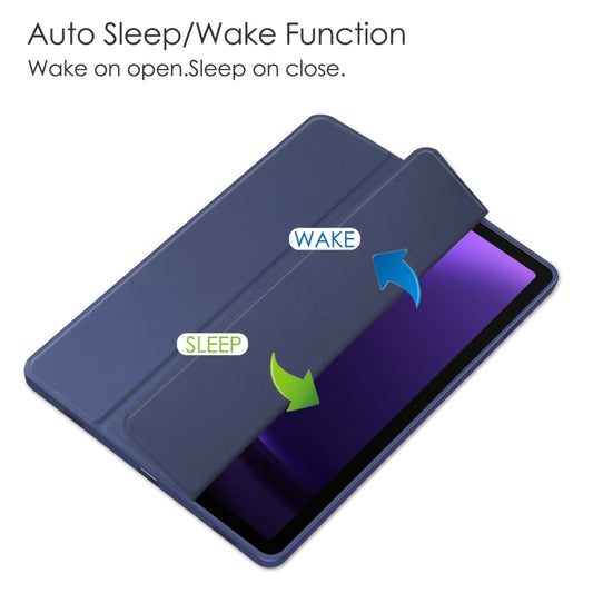 For Samsung Galaxy Tab S9 FE / S10 FE Acrylic 3-folding Smart Leather Tablet Case with Pen Slot(Dark Blue) - Galaxy Tab S9 FE by buy2fix | Online Shopping UK | buy2fix