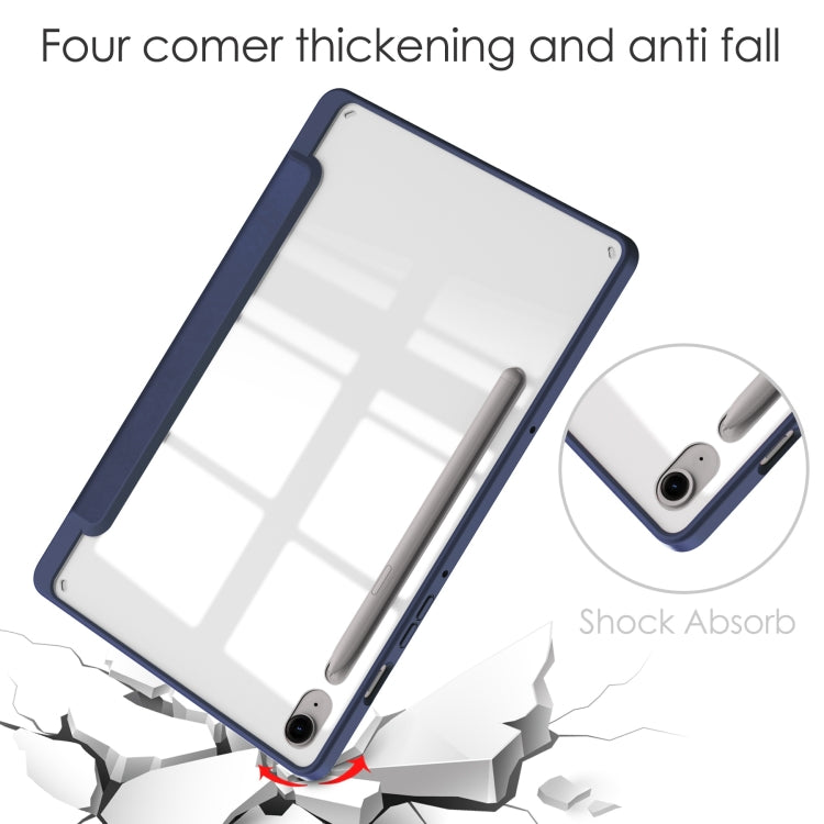 For Samsung Galaxy Tab S9 FE / S10 FE Acrylic 3-folding Smart Leather Tablet Case with Pen Slot(Dark Blue) - Galaxy Tab S9 FE by buy2fix | Online Shopping UK | buy2fix