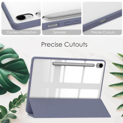 For Samsung Galaxy Tab S9 FE / S10 FE Acrylic 3-folding Smart Leather Tablet Case with Pen Slot(Lavender) - Galaxy Tab S9 FE by buy2fix | Online Shopping UK | buy2fix