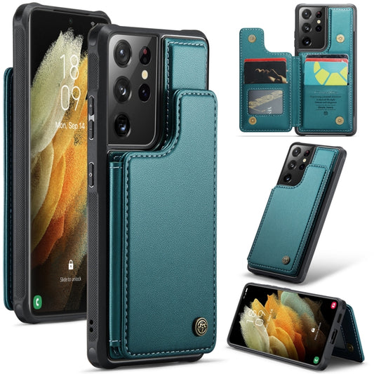 For Samsung Galaxy S21 Ultra 5G CaseMe C22 Card Slots Holder RFID Anti-theft Phone Case(Blue Green) - Galaxy S21 Ultra 5G Cases by CaseMe | Online Shopping UK | buy2fix