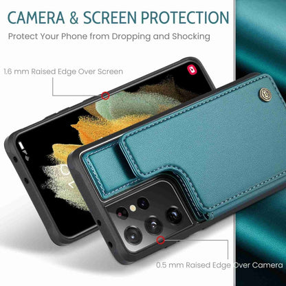 For Samsung Galaxy S21 Ultra 5G CaseMe C22 Card Slots Holder RFID Anti-theft Phone Case(Blue Green) - Galaxy S21 Ultra 5G Cases by CaseMe | Online Shopping UK | buy2fix