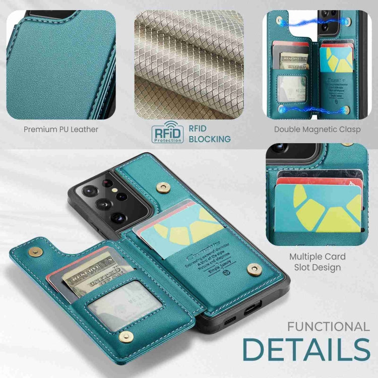 For Samsung Galaxy S21 Ultra 5G CaseMe C22 Card Slots Holder RFID Anti-theft Phone Case(Blue Green) - Galaxy S21 Ultra 5G Cases by CaseMe | Online Shopping UK | buy2fix