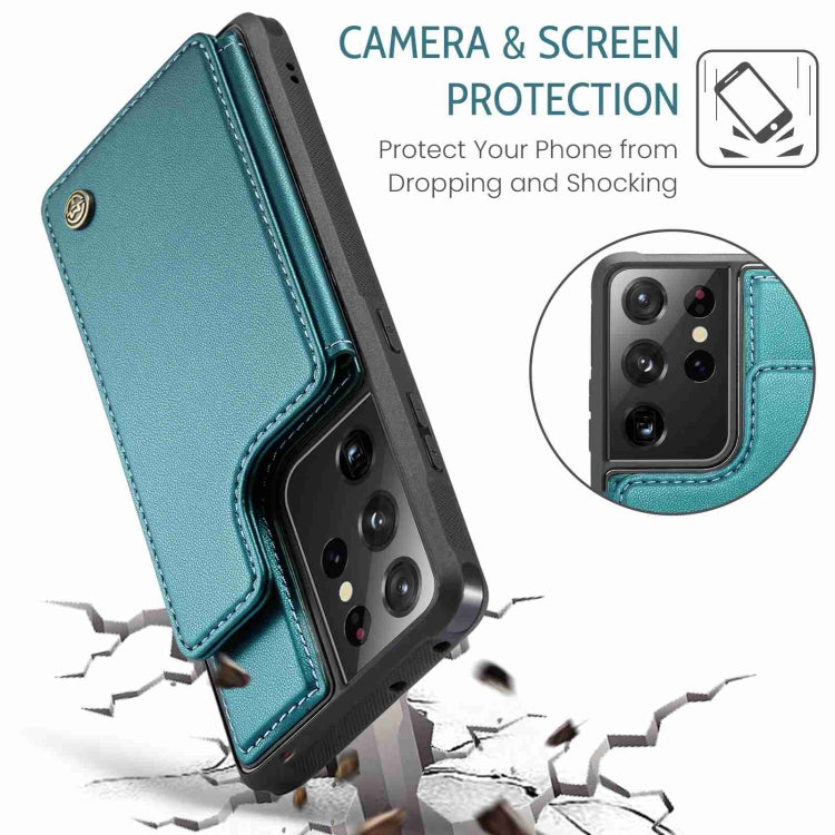 For Samsung Galaxy S21 Ultra 5G CaseMe C22 Card Slots Holder RFID Anti-theft Phone Case(Blue Green) - Galaxy S21 Ultra 5G Cases by CaseMe | Online Shopping UK | buy2fix
