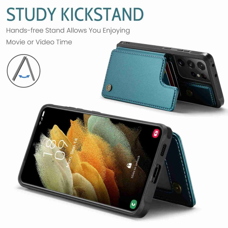 For Samsung Galaxy S21 Ultra 5G CaseMe C22 Card Slots Holder RFID Anti-theft Phone Case(Blue Green) - Galaxy S21 Ultra 5G Cases by CaseMe | Online Shopping UK | buy2fix