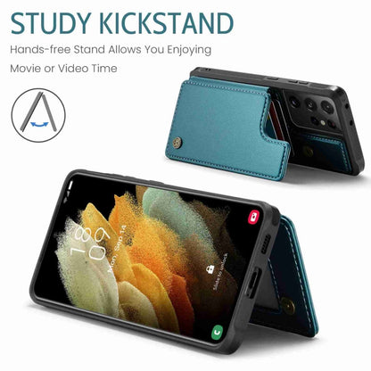 For Samsung Galaxy S21 Ultra 5G CaseMe C22 Card Slots Holder RFID Anti-theft Phone Case(Blue Green) - Galaxy S21 Ultra 5G Cases by CaseMe | Online Shopping UK | buy2fix