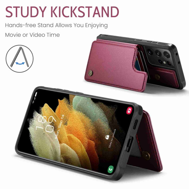 For Samsung Galaxy S21 Ultra 5G CaseMe C22 Card Slots Holder RFID Anti-theft Phone Case(Wine Red) - Galaxy S21 Ultra 5G Cases by CaseMe | Online Shopping UK | buy2fix