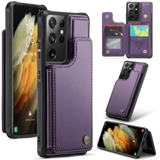 For Samsung Galaxy S21 Ultra 5G CaseMe C22 Card Slots Holder RFID Anti-theft Phone Case(Purple) - Galaxy S21 Ultra 5G Cases by CaseMe | Online Shopping UK | buy2fix