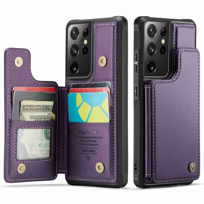 For Samsung Galaxy S21 Ultra 5G CaseMe C22 Card Slots Holder RFID Anti-theft Phone Case(Purple) - Galaxy S21 Ultra 5G Cases by CaseMe | Online Shopping UK | buy2fix