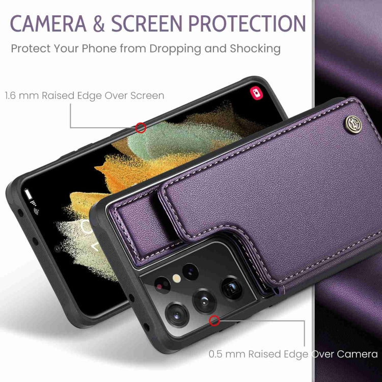 For Samsung Galaxy S21 Ultra 5G CaseMe C22 Card Slots Holder RFID Anti-theft Phone Case(Purple) - Galaxy S21 Ultra 5G Cases by CaseMe | Online Shopping UK | buy2fix