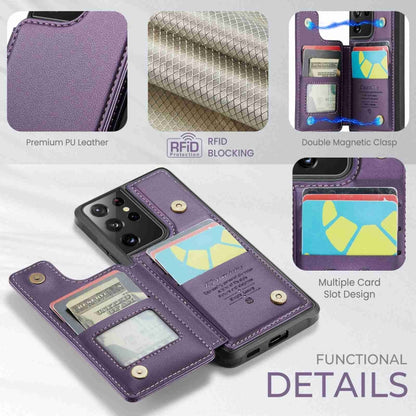 For Samsung Galaxy S21 Ultra 5G CaseMe C22 Card Slots Holder RFID Anti-theft Phone Case(Purple) - Galaxy S21 Ultra 5G Cases by CaseMe | Online Shopping UK | buy2fix