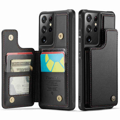 For Samsung Galaxy S21 Ultra 5G CaseMe C22 Card Slots Holder RFID Anti-theft Phone Case(Black) - Galaxy S21 Ultra 5G Cases by CaseMe | Online Shopping UK | buy2fix