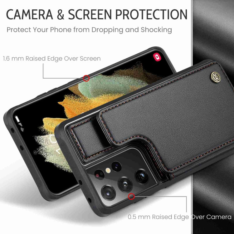 For Samsung Galaxy S21 Ultra 5G CaseMe C22 Card Slots Holder RFID Anti-theft Phone Case(Black) - Galaxy S21 Ultra 5G Cases by CaseMe | Online Shopping UK | buy2fix