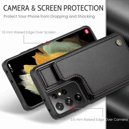For Samsung Galaxy S21 Ultra 5G CaseMe C22 Card Slots Holder RFID Anti-theft Phone Case(Black) - Galaxy S21 Ultra 5G Cases by CaseMe | Online Shopping UK | buy2fix