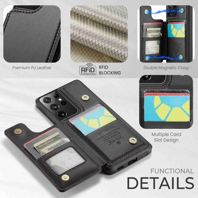 For Samsung Galaxy S21 Ultra 5G CaseMe C22 Card Slots Holder RFID Anti-theft Phone Case(Black) - Galaxy S21 Ultra 5G Cases by CaseMe | Online Shopping UK | buy2fix