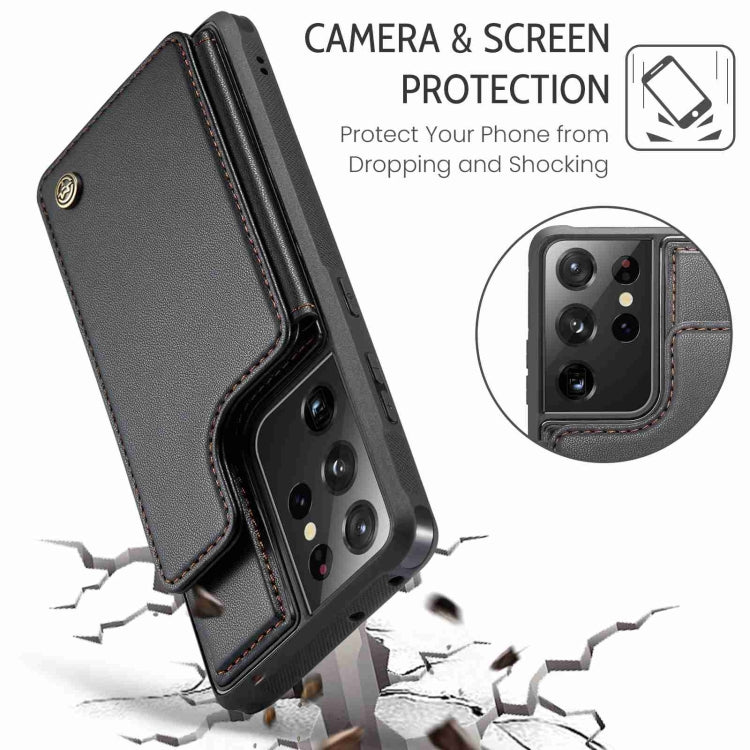 For Samsung Galaxy S21 Ultra 5G CaseMe C22 Card Slots Holder RFID Anti-theft Phone Case(Black) - Galaxy S21 Ultra 5G Cases by CaseMe | Online Shopping UK | buy2fix